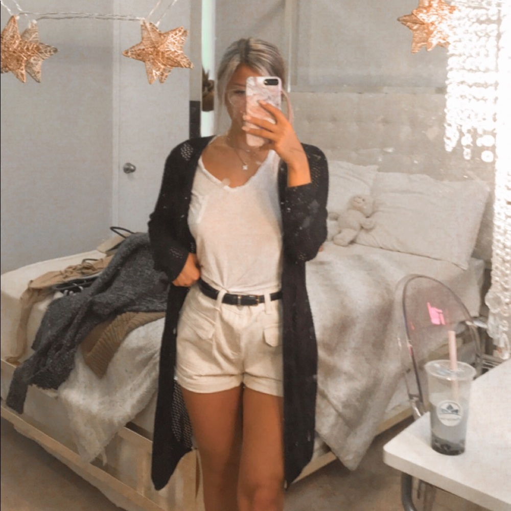 Long bohemian open knit cardigan
